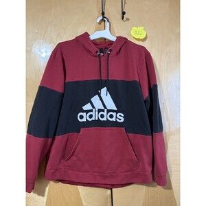 Adidas Kids Sweater L Large Red Black Big Logo Hoodie Pullover Activewear Pocket